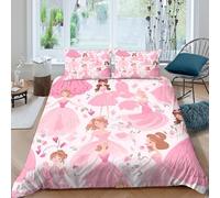 Princess illustrations Ensemble De Literie 3 Pièces résistante 3D Imprimée Respirante Rose fairy tale Parure de Lit avec Fermeture Éclair Ultra Douce for Décoration de Chambre King（220x240cm）