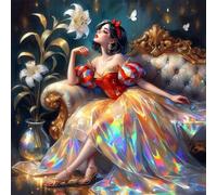 Princess Kit de Peinture par Numéros 5D Diamants Ronds DIY Facile pour Maison Cadeau Décoration Murale 40x40cm