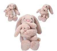 Depesche 13509 Princess Mimi Peluche Lapin Nelly avec bébé Lapin Rose et Oreilles Longues avec Fermeture Velcro pour la Prise en Main