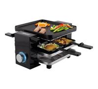 Princess Appareil à Raclette Multifonction Piano 4, Pour 4 Personnes, Plaque Réversible 21 x 23 cm, Thermostat à Anneau Lumineux, Sans BPA et Facile à Nettoyer, 700 W, Noir, 01.162915.01.001