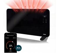 Princess Radiateur Electrique Connecte - Panneau Verre - WiFi et Application - 1500W - Noir - Mural ou Sur Pied - 348415