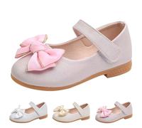 Princess Shoes Girls White Bowknot Mary Jane Flats Kids Soft Sole Leather Ballet Jazz Dance Shoes Youth Party Wedding Birthday Dress Sandals Anti Slip Casual Prewalker