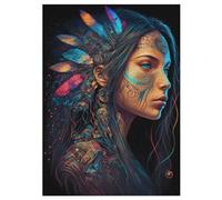 Princesse amérindienne Puzzles en Bois 300 Pièces Adultes, Poster Jigsaw Puzzle, Design Unique Jouet Éducatif pour Adolescents Et Enfants 42×30cm