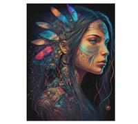 Princesse amérindienne Puzzles en Bois 500 Pièces pour Adultes, Matériaux Recyclables De Qualité Supérieure Puzzle, Jeu en Famille, 55×41cm