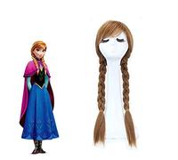 Princesse Anna Cosplay perruque 65 cm de Long tressé perruques synthétiques résistantes à la chaleur pour adultes Halloween Costume de fête perruque + bonnet de perruque