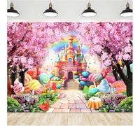 Princesse Candyland Château Fleur de Cerisier Conte de fées Pays des Merveilles Anniversaire Photo arrière-Plan Photographie décors bannière Studio 150cmx100cm