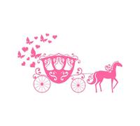 Princesse Carrosse Sticker Mural Princesse Il était une fois Belle Princesse Carrosse Sticker Mural Vinyle Filles Chambre Décor Grand - 52x91 cm