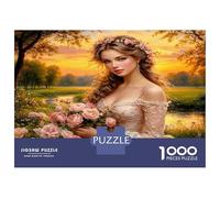 Princesse Champ de Roses 1000 Pièces Coffret Puzzle Grâce Florale Romantique Puzzle Adultes Voitureton Recyclé - Défi Éducatif, Jeu À La Maison, Super Idée Cadeau pour Tous Les Fans 38x26cm/1000pcs