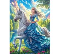 Princesse chevauchant un cheval blanc 500 Pièces Puzzle Expert Confirmé En Carton Épais Sans Déformation Rêve magique de science-fiction Très Difficile Motif Complexe Cadeau Fête Des Pères Premium 500