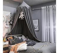 Princesse Ciel de Lit avec Pompons et Glands pour Enfant Maison de Jeux Rideaux Tente de Jeu en Forme de Dôme,Moustiquaire Suspendue Lit à Baldaquin pour Bébé Décoration de Chambre à Coucher Couleur B