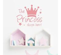 Princesse Crown Stickers muraux, The Princess Sleeps Here Wall Decals for Girls Room Little Girls Chambre Nursery Playroom Daycare Classroom Parties Décoration