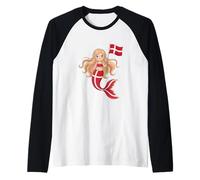 Princesse danoise sirène féerique - Joli Drapeau du Danemark Manche Raglan