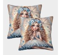 Princesse d'hiver Housse Coussin 2 Pièces Art Taie d'oreiller Decoratif Housses Coussin pour Canapé LiterieCanapé 45x45cm