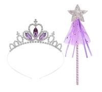 Princesse Diadème Princesse Couronne, enfants cristal couronne fée baguette magique princesse dress up bijoux cheveux fille accessoires cheveux cadeau d'anniversaire Tiara fille 3 - 12 ans (Violet)