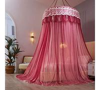 Princesse Dôme Moustiquaire de Lit Baldaquin Couche Double Fil, Dentelle Ciel de Lit pour Simple à King Size des Lits pour Décoratif de Chambre à Coucher-Bordeaux