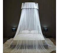 Princesse Dôme Moustiquaire de Lit Fantaisie Baldaquin avec Arc, Ciel de Lit Filets des Rideaux pour Simple à King Size des Lits pour Décoratif de Chambre à Coucher-blanc