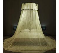 Princesse Dôme Moustiquaire de Lit Fantaisie Baldaquin avec Arc, Ciel de Lit Filets des Rideaux pour Simple à King Size des Lits pour Décoratif de Chambre à Coucher-Jaune