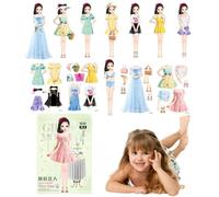 Princesse Dress up - en papier magnétique et costumes - Jeu de poupées en papier magnétique pour fille - Pour Noël, Nouvel An, Pâques, cadeaux d'anniversaire