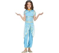 Princesse du désert Costume d'aventure Carnaval Reine de conte de fées Costume Orient Sheik Carnaval Enfants Robe Vêtements Fantaisie Carnaval Personnage d'aventure, Taille : 110/116 Couleur : Bleu