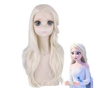 Princesse Elsa Beige longue perruque ondulée Cosplay Costume femmes résistant à la chaleur perruques de cheveux synthétiques