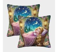 Princesse endormie Housse Coussin 2 Pièces Art Taie d'oreiller Décor Confortable Housses Coussins Canape Luxe pour Siège Maison 50x50cm