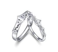 Princesse Et Chevalier Couple Bague Promesse Amour Assorti Ensembles S925 Argent Sterling Fiançailles De Mariage En Cristal Ouvert Anneaux Pour Femmes Hommes Amoureux Romantique