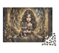 Princesse et Loup CubPuzzle Premium 1000 Pièces en Carton Nébuleuse d'or pour Couples Relaxation Mentale Divertissement Familial 70x50cm/1000pcs