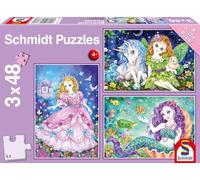 Schmidt-Spiele Puzzle pour enfants Princesse, fée et sirène – 3 x 48 pièces