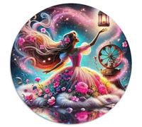 Princesse féerique Puzzle 1000 Pièces Rond Papier pour Adultes Décor Floral Rêveur
