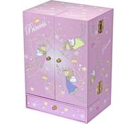 Princesse - Grande Boite À Bijoux Musicale Armoire - Idéal Cadeau Jeune Fille - Musique Menuet De Mozart - Colori Rose