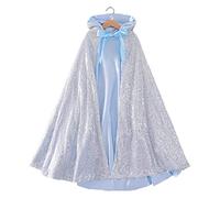 Princesse Hooded Cape, 35, 43 Pouces Cosplay Elsa Cape Blue Princess Cloaks pour 8-13 Ans Little Girls Christmas Halloween Custome Party Party Accessoires.