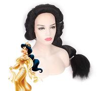 Princesse jasmin 90 cm longue droite Cosplay perruques pour femmes femme faux cheveux perruque résistant à la chaleur cheveux synthétiques noir Anime perruque