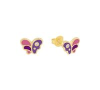 PRINCESSE LILLIFÉE - Boucles d'Oreilles pour Fille en Argent 925 - Plaqué Or/Doré - avec Zircone - Clou d'Oreille en Forme de Papillon - PLI-E0021