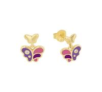 PRINCESSE LILLIFÉE - Boucles d'Oreilles pour Fille en Argent 925 - Plaqué Or/Doré - avec Zircone - Clou d'Oreille en Forme de Papillon - PLI-E0091
