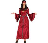 Princesse Médiévale Reine Costume de conte de fées Rouge Costume Robe de fête Carnaval Femme Deluxe Carnaval Event, Taille : 38 - 40 (M) Couleur : Rouge