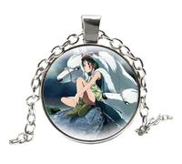 Princesse Mononoke Collier de cosplay Mononoke Hime Ashitaka en forme de cabochon en verre avec pendentif en forme de cabochon, 4