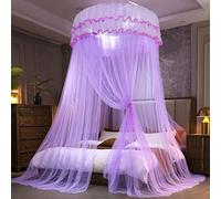 Princesse Moustiquaire De Lit Baldaquin 1.2M Dôme, Ciel De Lit Dentelle Installation Gratuite Pour Simple À King Size Des Lits Décoratif De Chambre À Coucher,Mauve
