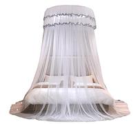 Princesse Moustiquaire De Lit Baldaquin 1.2M Dôme, Ciel De Lit Dentelle Installation Gratuite Pour Simple À King Size Des Lits Décoratif De Chambre À Coucher,blanche