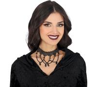 Princesse Noire Vintage Choker Collier de perles Gothique Elégance Baroque Charme Collier Stylé Bijoux d'Halloween, Couleur : Noir