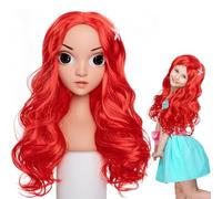 Princesse Perruques, Perruque Rouge Femme, Princesse Accessoires Perruques, Princesses Perruque Enfants, Perruquess Raiponce, pour Filles et Enfants, pour Carnaval Haloween Fête