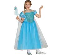 Princesse Reine des Contes de Fées Reine des Glaces Costume de Carnaval Enfants Mardi Gras Paillettes Flocon de Neige Robe de Rêve Manteau Robe de Bal Fantaisie, Taille : 110/116 Couleur : Bleu