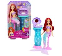 Princesses Disney Ariel Secrets de Perle Coffret poupée avec queue amovible et coiffeuse, 5 surprises réutilisables et 5 accessoires, JBF86