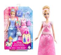 Princesses Disney Poupée Cendrillon et Tenues Coffret 2 en 1 avec 2 tenues, 9 accessoires, 2 corsages à clipser et 2 jupes, inspiré du dessin animé Disney