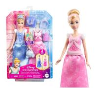 Princesses Disney Poupée Cendrillon et Tenues Coffret 2 en 1 avec 2 tenues, 9 accessoires, 2 corsages à clipser et 2 jupes, inspiré du dessin animé Disney