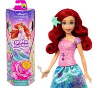Mattel Princesses Disney Spin & Reveal Coffret avec poupée Ariel et 11 surprises, dont 5 accessoires, 5 autocollants et une scène de jeu, jouet inspiré du film, HTV88