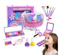 Princesses Maquillage Set - Maquillage Soluble dans l'eau avec Boîte de Rangement | Set de Maquillage Jouer Pour Petites Filles - Pour Filles, Sœurs, Tout-Petits de 3 à 12 Ans pour Anniversaire et