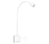 PRINCEWAY Lampe de Lecture Chevet Chambre LED Dimmable Tactile, Applique Murale Intérieure Blanche avec Prise, Charge de Sortie USB, 3 Modes de Couleur Eclairage, Angle Eclairage Spot de 50°