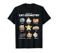 Principes de Base de la géométrie des Chats Conception de Formes de Chats Amusantes T-Shirt Graphique avec Valeur, Homme, Noir, L