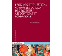 Principes et questions communes du Droit des sociétés, associations et fondations - Michel Coipel - Larcier Eds - broché - Etude