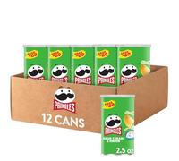 Pringles Croustilles de pommes de terre, collations de déjeuner, collations de bureau et d'enfants, Grab N' Go, crème aigre et oignon (12 canettes)